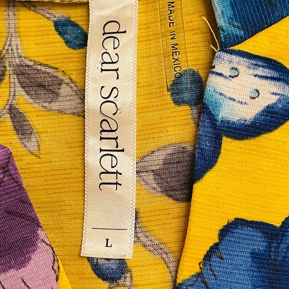 Dear Scarlett Floral Yellow Tank Top with Blue and Purple Accents - Picture 3 of 4